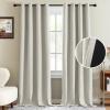imageHVERSAILTEX Room Darkening Linen Curtain for BedroomLiving Room Extra Wide Blackout Curtains 100 x 84 Inches for Patio Glass Door Primitive Textured Thick Linen Burlap Fabric Heather Aegean Blue90 Blackout Heather Ivory