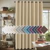 imageHVERSAILTEX Room Darkening Linen Curtain for BedroomLiving Room Extra Wide Blackout Curtains 100 x 84 Inches for Patio Glass Door Primitive Textured Thick Linen Burlap Fabric Heather Aegean BlueHeather Beige