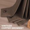 imageHVERSAILTEX Room Darkening Linen Curtain for BedroomLiving Room Extra Wide Blackout Curtains 100 x 84 Inches for Patio Glass Door Primitive Textured Thick Linen Burlap Fabric Heather Aegean BlueHeather Cocoa Brown