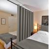 imageHVERSAILTEX Room Darkening Linen Curtain for BedroomLiving Room Extra Wide Blackout Curtains 100 x 84 Inches for Patio Glass Door Primitive Textured Thick Linen Burlap Fabric Heather Aegean BlueHeather Taupe Gray