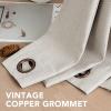 imageHVERSAILTEX Room Darkening Linen Curtain for BedroomLiving Room Extra Wide Blackout Curtains 100 x 84 Inches for Patio Glass Door Primitive Textured Thick Linen Burlap Fabric Heather Aegean BlueHeather Ivory
