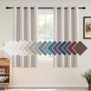 imageHVERSAILTEX Room Darkening Linen Curtain for BedroomLiving Room Extra Wide Blackout Curtains 100 x 84 Inches for Patio Glass Door Primitive Textured Thick Linen Burlap Fabric Heather Aegean BlueHeather Ivory