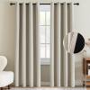 imageHVERSAILTEX Room Darkening Linen Curtain for BedroomLiving Room Extra Wide Blackout Curtains 100 x 84 Inches for Patio Glass Door Primitive Textured Thick Linen Burlap Fabric Heather Aegean Blue90 Blackout Heather Natural
