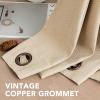 imageHVERSAILTEX Room Darkening Linen Curtain for BedroomLiving Room Extra Wide Blackout Curtains 100 x 84 Inches for Patio Glass Door Primitive Textured Thick Linen Burlap Fabric Heather Aegean BlueHeather Beige