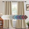 imageHVERSAILTEX Room Darkening Linen Curtain for BedroomLiving Room Extra Wide Blackout Curtains 100 x 84 Inches for Patio Glass Door Primitive Textured Thick Linen Burlap Fabric Heather Aegean BlueHeather Beige
