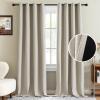 imageHVERSAILTEX Room Darkening Linen Curtain for BedroomLiving Room Extra Wide Blackout Curtains 100 x 84 Inches for Patio Glass Door Primitive Textured Thick Linen Burlap Fabric Heather Aegean Blue90 Blackout Heather Natural