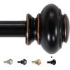 imageHVERSAILTEX Single Window Curtain Rods for Windows 28 to 48 Inches Adjustable Decorative 34 Inch Diameter with Classic Finials BlackBlack