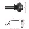 imageHVERSAILTEX Single Window Curtain Rods for Windows 28 to 48 Inches Adjustable Decorative 34 Inch Diameter with Classic Finials BlackPewter