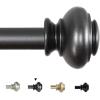imageHVERSAILTEX Single Window Curtain Rods for Windows 28 to 48 Inches Adjustable Decorative 34 Inch Diameter with Classic Finials BlackPewter
