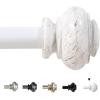 imageHVERSAILTEX Single Window Curtain Rods for Windows 28 to 48 Inches Adjustable Decorative 34 Inch Diameter with Classic Finials BlackWhite