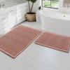 imageHVERSAILTEX Waffle Bath Mat Super Absorbent Bathroom Mats Non Slip Bath Rugs for Bathroom Floor Machine Washable Ultra Soft Bathroom Rugs for Beside Tub 32 x 20 Plus 24 x 17  Inches Irish CreamSoft Pink