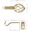 imageHVERSAILTEX Window Curtain Rods for Windows 28 to 48 Inches Adjustable Decorative 34 Inch Diameter Single Window Curtain Rod Set with Twisted Cage Finials NickelGold