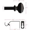 imageHVERSAILTEX Window Curtain Rods for Windows 28 to 48 Inches Adjusts Decorative 34 Inch Diameter Single Window Curtain Rod Set with West Square Classic Finials PewterBlack