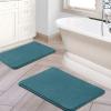 imageHVERSAILTEX Bath Mat Memory Foam Set Bathroom Rug Set Flannel Velvety Bath Mat Luxury Extra Soft and Absorbent Non Slip Rugs for BathroomBedroom Washable2 Pack 20quotx 32quot 17quotx 24quot GreyDark Teal
