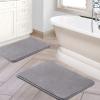 imageHVERSAILTEX Bath Mat Memory Foam Set Bathroom Rug Set Flannel Velvety Bath Mat Luxury Extra Soft and Absorbent Non Slip Rugs for BathroomBedroom Washable2 Pack 20quotx 32quot 17quotx 24quot GreyGrey