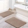 imageHVERSAILTEX Bath Mat Memory Foam Set Bathroom Rug Set Flannel Velvety Bath Mat Luxury Extra Soft and Absorbent Non Slip Rugs for BathroomBedroom Washable2 Pack 20quotx 32quot 17quotx 24quot GreyTaupe