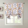 imageHVERSAILTEX Blackout Tie Up Curtain for Windows 63 Inch Length Thermal Insulated Adjustable Kitchen Tie Up Balloon Rod Pocket Floral Printed Panel  42x63  Brown and Blue PatternGeo in Mustard and Grey