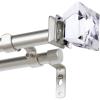imageHVERSAILTEX Double Curtain Rod Set for Windows Decorative Drapery Rods Adjustable Length from 66 to 120 Inch 34 Inch Diameter Acrylic Square Finials Nickel