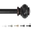 imageHVERSAILTEX Single Window Curtain Rods for Windows 28 to 48 Inches Adjustable Decorative 34 Inch Diameter with Classic Finials BlackBlack