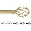 imageHVERSAILTEX Window Curtain Rods for Windows 28 to 48 Inches Adjustable Decorative 34 Inch Diameter Single Window Curtain Rod Set with Twisted Cage Finials NickelGold