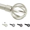 imageHVERSAILTEX Window Curtain Rods for Windows 28 to 48 Inches Adjustable Decorative 34 Inch Diameter Standard Single Window Curtain Rod Set with Round Cage Finials NickelNickel