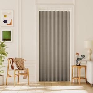 imageHVERSAILTEX 100 Blackout Linen Curtain Accordion Door Curtains for Doorway Privacy Folding Closet Door Curtain Room Divider Sliding Door Shade with Hooks 1 Panel W100 x L78 Heather IvoryHeather Taupe