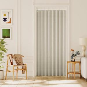 imageHVERSAILTEX 100 Blackout Linen Curtain Accordion Door Curtains for Doorway Privacy Folding Closet Door Curtain Room Divider Sliding Door Shade with Hooks 1 Panel W100 x L78 Heather IvoryHeather Ivory