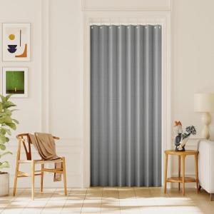 imageHVERSAILTEX 100 Blackout Linen Curtain Accordion Door Curtains for Doorway Privacy Folding Closet Door Curtain Room Divider Sliding Door Shade with Hooks 1 Panel W100 x L78 Heather IvoryHeather Gray