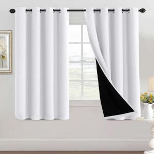 imageHVERSAILTEX 100 Blackout Patio Curtains Thermal Insulated Curtains for Sliding Door Extra Wide Window Panels Full Light Blocking Grommet Curtain with Black Liner W100 x L84 inch  Warm TaupeBlackout Pure White