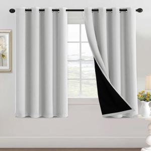 imageHVERSAILTEX 100 Blackout Patio Curtains Thermal Insulated Curtains for Sliding Door Extra Wide Window Panels Full Light Blocking Grommet Curtain with Black Liner W100 x L84 inch  Warm TaupeBlackout Greyish White