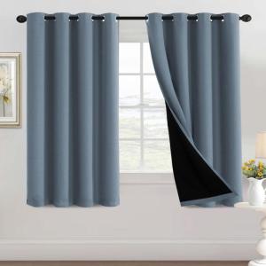 imageHVERSAILTEX 100 Blackout Patio Curtains Thermal Insulated Curtains for Sliding Door Extra Wide Window Panels Full Light Blocking Grommet Curtain with Black Liner W100 x L84 inch  Warm TaupeBlackout Stone Blue