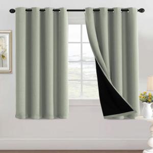 imageHVERSAILTEX 100 Blackout Patio Curtains Thermal Insulated Curtains for Sliding Door Extra Wide Window Panels Full Light Blocking Grommet Curtain with Black Liner W100 x L84 inch  Warm TaupeBlackout Light Sage