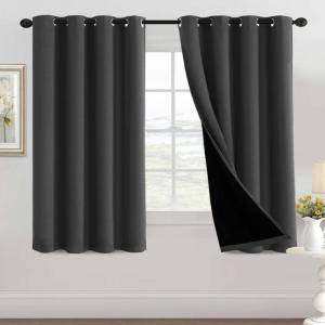 imageHVERSAILTEX 100 Blackout Patio Curtains Thermal Insulated Curtains for Sliding Door Extra Wide Window Panels Full Light Blocking Grommet Curtain with Black Liner W100 x L84 inch  Warm TaupeBlackout Charcoal Gray