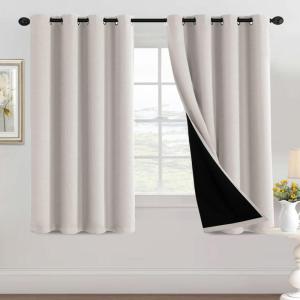 imageHVERSAILTEX 100 Blackout Patio Curtains Thermal Insulated Curtains for Sliding Door Extra Wide Window Panels Full Light Blocking Grommet Curtain with Black Liner W100 x L84 inch  Warm TaupeBlackout Pumice Stone