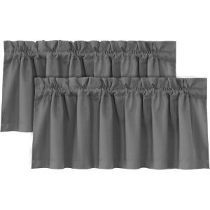 imageHVERSAILTEX 100 Blackout Valances for WindowsLiving Room Bedroom Bathroom Farmhouse Style Rustic Dinning Room Blackout Thermal Insulated Rod Pocket W52 x L18 Inch Length Natural Sand 2 PanelGrey