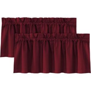 imageHVERSAILTEX 100 Blackout Valances for WindowsLiving Room Bedroom Bathroom Farmhouse Style Rustic Dinning Room Blackout Thermal Insulated Rod Pocket W52 x L18 Inch Length Natural Sand 2 PanelBurgundy