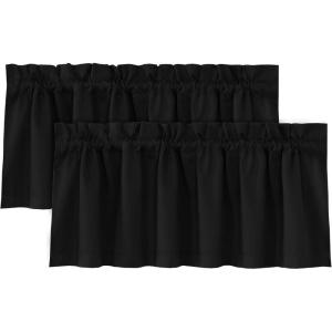 imageHVERSAILTEX 100 Blackout Valances for WindowsLiving Room Bedroom Bathroom Farmhouse Style Rustic Dinning Room Blackout Thermal Insulated Rod Pocket W52 x L18 Inch Length Natural Sand 2 PanelJet Black