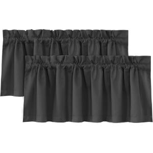 imageHVERSAILTEX 100 Blackout Valances for WindowsLiving Room Bedroom Bathroom Farmhouse Style Rustic Dinning Room Blackout Thermal Insulated Rod Pocket W52 x L18 Inch Length Natural Sand 2 PanelCharcoal Gray
