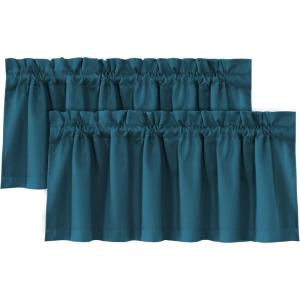 imageHVERSAILTEX 100 Blackout Valances for WindowsLiving Room Bedroom Bathroom Farmhouse Style Rustic Dinning Room Blackout Thermal Insulated Rod Pocket W52 x L18 Inch Length Natural Sand 2 PanelDark Teal