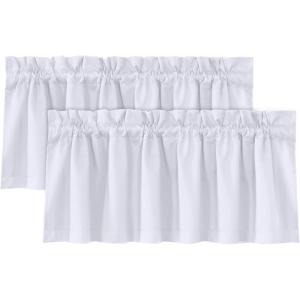 imageHVERSAILTEX 100 Blackout Valances for WindowsLiving Room Bedroom Bathroom Farmhouse Style Rustic Dinning Room Blackout Thermal Insulated Rod Pocket W52 x L18 Inch Length Natural Sand 2 PanelGreyish White