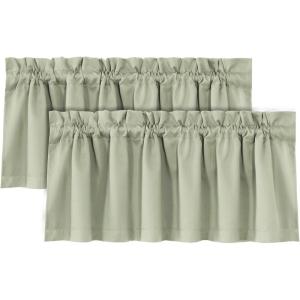 imageHVERSAILTEX 100 Blackout Valances for WindowsLiving Room Bedroom Bathroom Farmhouse Style Rustic Dinning Room Blackout Thermal Insulated Rod Pocket W52 x L18 Inch Length Natural Sand 2 PanelLight Sage