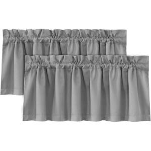 imageHVERSAILTEX 100 Blackout Valances for WindowsLiving Room Bedroom Bathroom Farmhouse Style Rustic Dinning Room Blackout Thermal Insulated Rod Pocket W52 x L18 Inch Length Natural Sand 2 PanelDove Gray