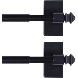 imageHVERSAILTEX 2 PACK Magnetic Curtain Rods for Metal Doors MultiUse Rods for Small Windows Cafe Sidelight and Iron Steel Places Tool Free with Square Finials Adjust from 16 to 28 Inch CocoaBlack