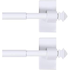 imageHVERSAILTEX 2 PACK Magnetic Curtain Rods for Metal Doors MultiUse Rods for Small Windows Cafe Sidelight and Iron Steel Places Tool Free with Square Finials Adjust from 16 to 28 Inch CocoaWhite