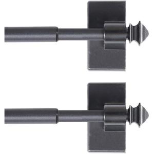 imageHVERSAILTEX 2 PACK Magnetic Curtain Rods for Metal Doors MultiUse Rods for Small Windows Cafe Sidelight and Iron Steel Places Tool Free with Square Finials Adjust from 16 to 28 Inch CocoaPewter