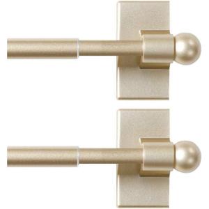 imageHVERSAILTEX 2 Pack Magnetic Curtain Rods for Metal Doors Top and Bottom MultiUse Adjustable Appliances for Iron and Steel Place Petite Ball Ends 9 to 16 Inch 12 Inch Diameter BlackChampagne Gold