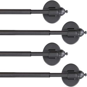 imageHVERSAILTEX 4 Pack Magnetic Curtain Rods MultiUse Adjustable Petite Cafe Sidelight Magnetic Rods Tool Free for Iron and Steel Place 9quot16quot NickelPewter