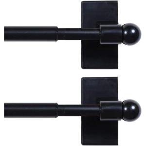 imageHVERSAILTEX 4 Pack Magnetic Curtain Rods for Metal Doors MultiUse Adjustable Rods Tool Free for Iron and Steel Place 12quot Diameter with Petite Ball Finials 9quot16quot WhiteBlack