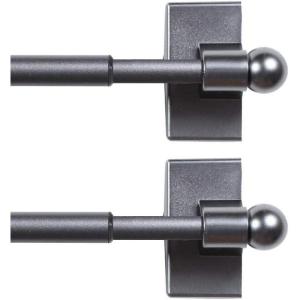 imageHVERSAILTEX 4 Pack Magnetic Curtain Rods for Metal Doors MultiUse Adjustable Rods Tool Free for Iron and Steel Place 12quot Diameter with Petite Ball Finials 9quot16quot WhitePewter