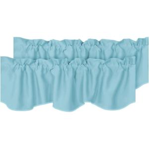 imageHVERSAILTEX 4 Panels Blackout Curtain Valances for Kitchen WindowsLiving RoomBathroom Privacy Protection Rod Pocket Decoration Scalloped Winow Valance Curtains 52quot W x 18quot L NavyAqua